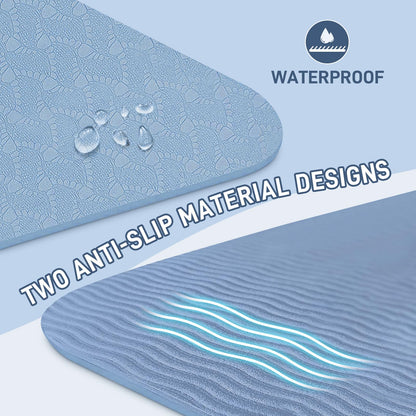 Kanonmaori Foldable Yoga Mat for Travel 72"x 32"x 0.32"Inch, 8mm Thick Folding Exercise Mat, Outdoor Non-slip Pilates Mat for Women & Men, Wide Yoga Mat Packable for Workout and Fitness（blue）