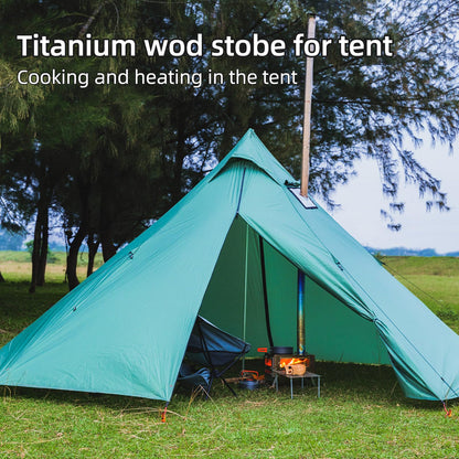 Trekrevive Magma Mini Titanium Tent Stove with Removable Oven, Secondary Air Intake, Lightweight and Portable, Titanium Camping Stove Used for Backpacking, Tent Heating, Cooking Baking