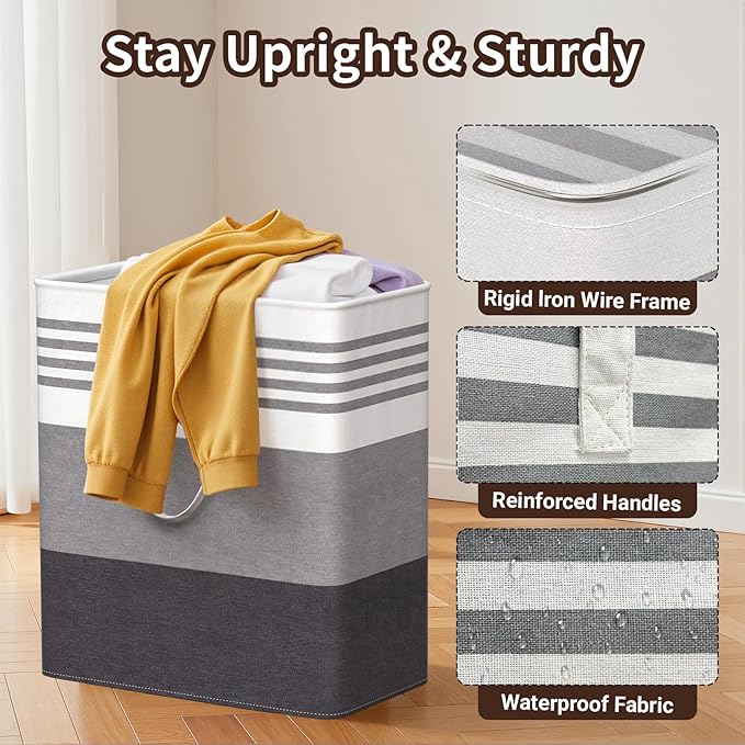 WOWBOX 2 Pack Laundry Hampers Baskets, Freestanding Dirty Clothes Hampers