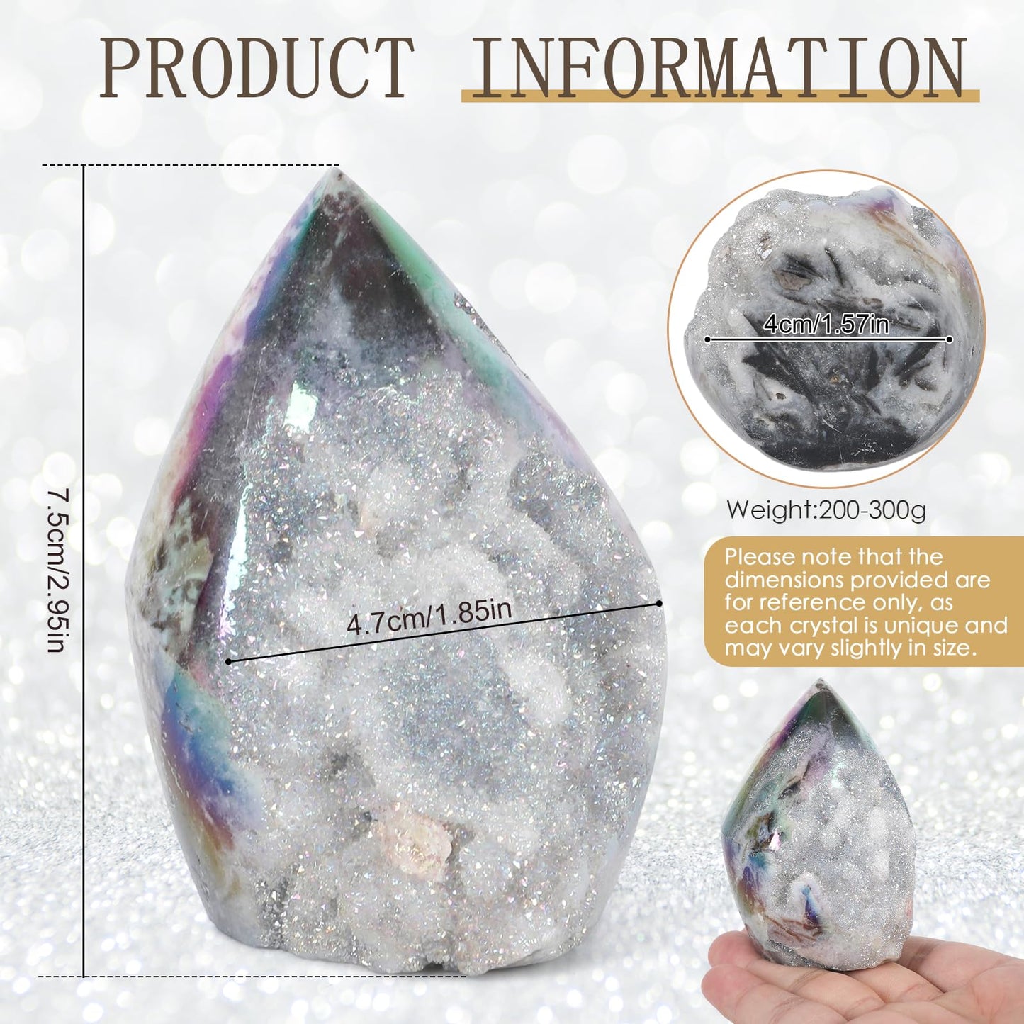 GYHPD 0.44-0.66 LB Aura Angel Sphalerite Crystal Cluster Chunk - Aura Geode Crystal Tower - Crystal Ornament Collection Gift - Witch Altar Decor - Home Decoration Crystal Specimen