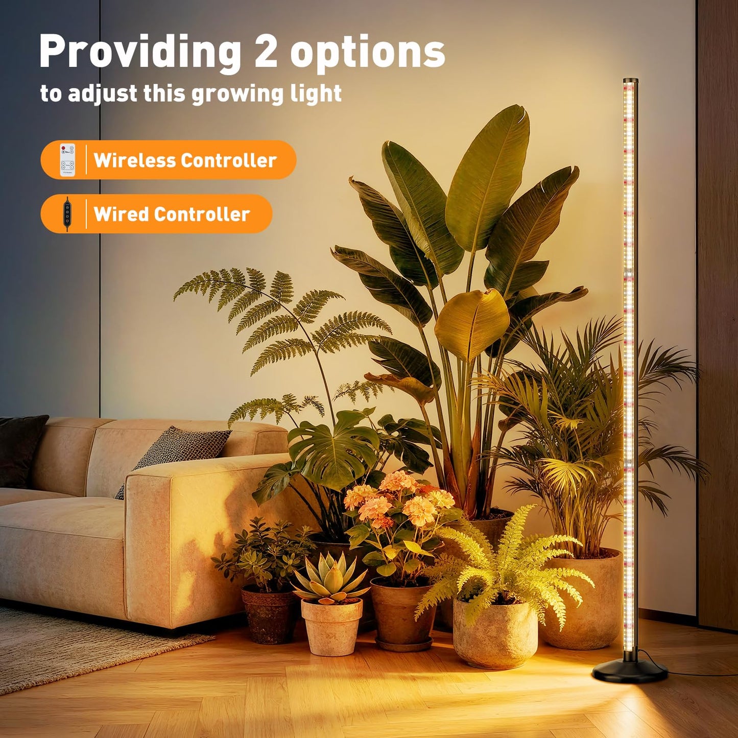 BlumWay 65 Inch Grow Lights for Indoor Plants,36W,660nm+3000K+6000K, 336 LEDs Full Spectrum LED Standing Plant Lights with 2 Timers and 10 Level Dimming Detachable Plant Growing Lamps for Greenhouse