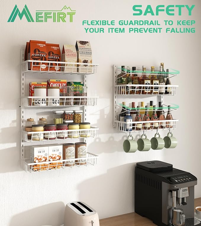 Over The Door Pantry Organizer, Wall Mount Spice Rack, Pantry Hanging Storage
