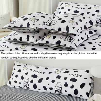 SUCSES Full Size Comforter Set with Sheets 8 Piece Cow Print Bedding Set for Boys Girls Black and White Kids Bed-in-A-Bag Farmhouse Rustic Bed Set for Bedroom (Milk Cow, Full)