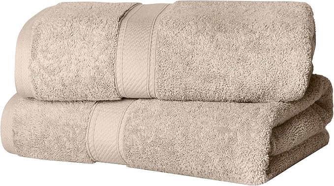 SUPERIOR Egyptian Cotton Pile Bath Towel Set of 2, Ultra Soft Luxury Towels