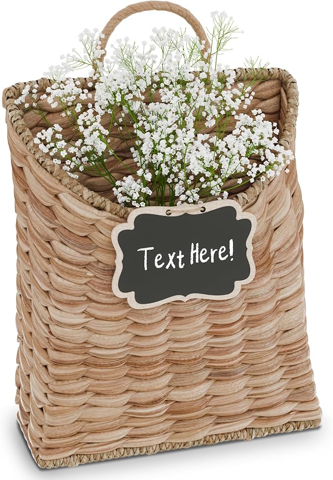 Boho Woven Wall Hanging Basket – Water Hyacinth Flat Back Basket