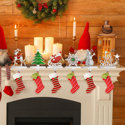 Homyplaza Christmas Stocking Holders for Mantle Weighted Metal Stocking Hangers Hooks for Fireplace Christmas Decorations (Set of 6)