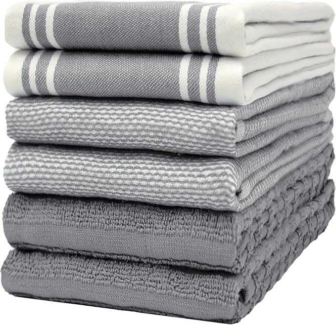 Premium Kitchen Towels | Large Cotton Dish Towels | Flat & Terry Highly