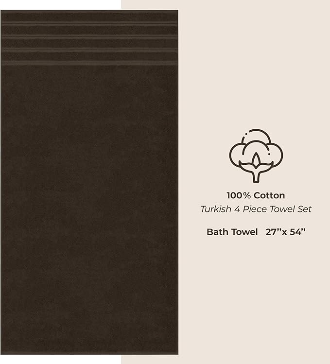 American Soft Linen Luxury 4 Piece Bath Towels, 600 GSM 100% Cotton Turkish