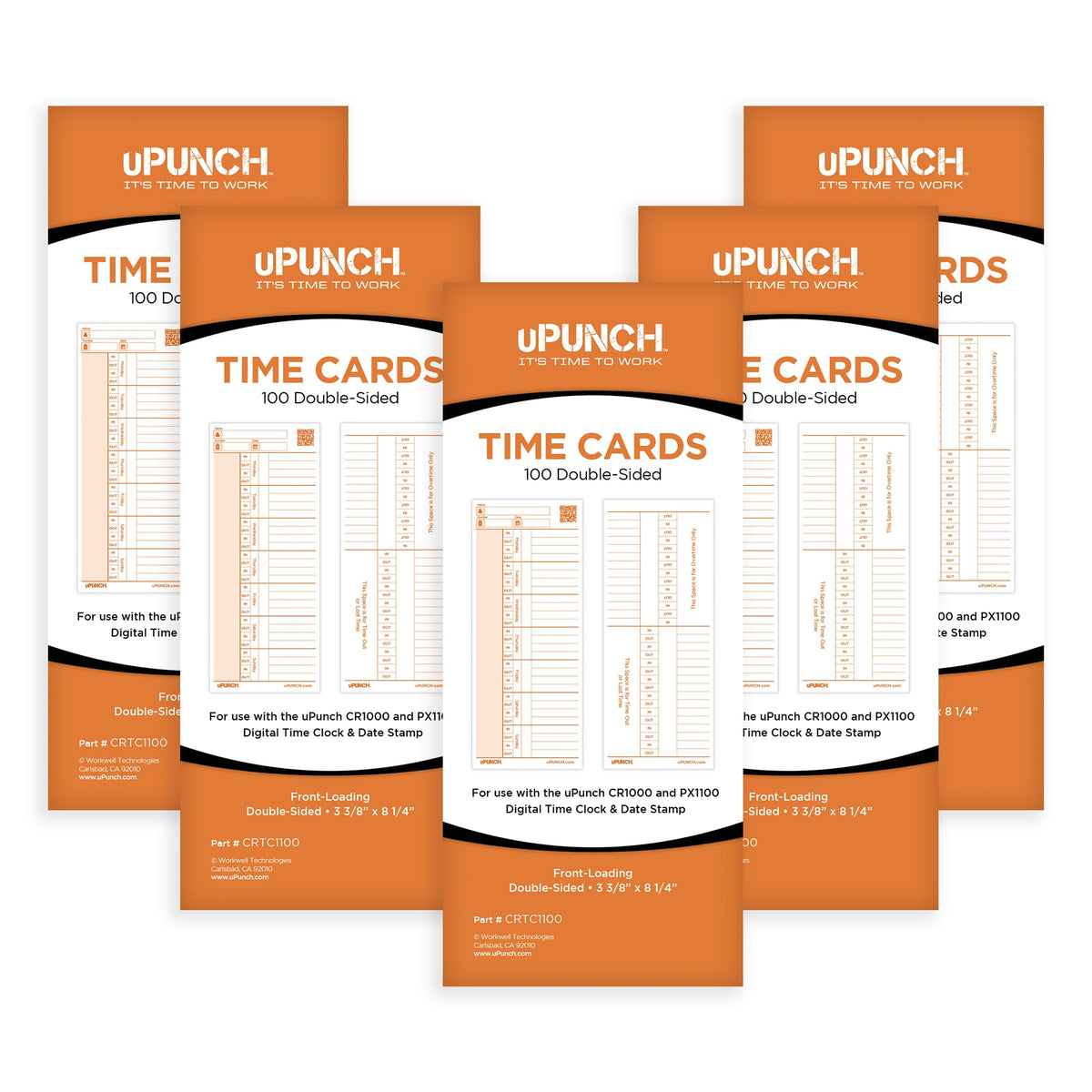 uPunch 500 Time Cards for CR1000 Digital Time Clock and Date Stamp