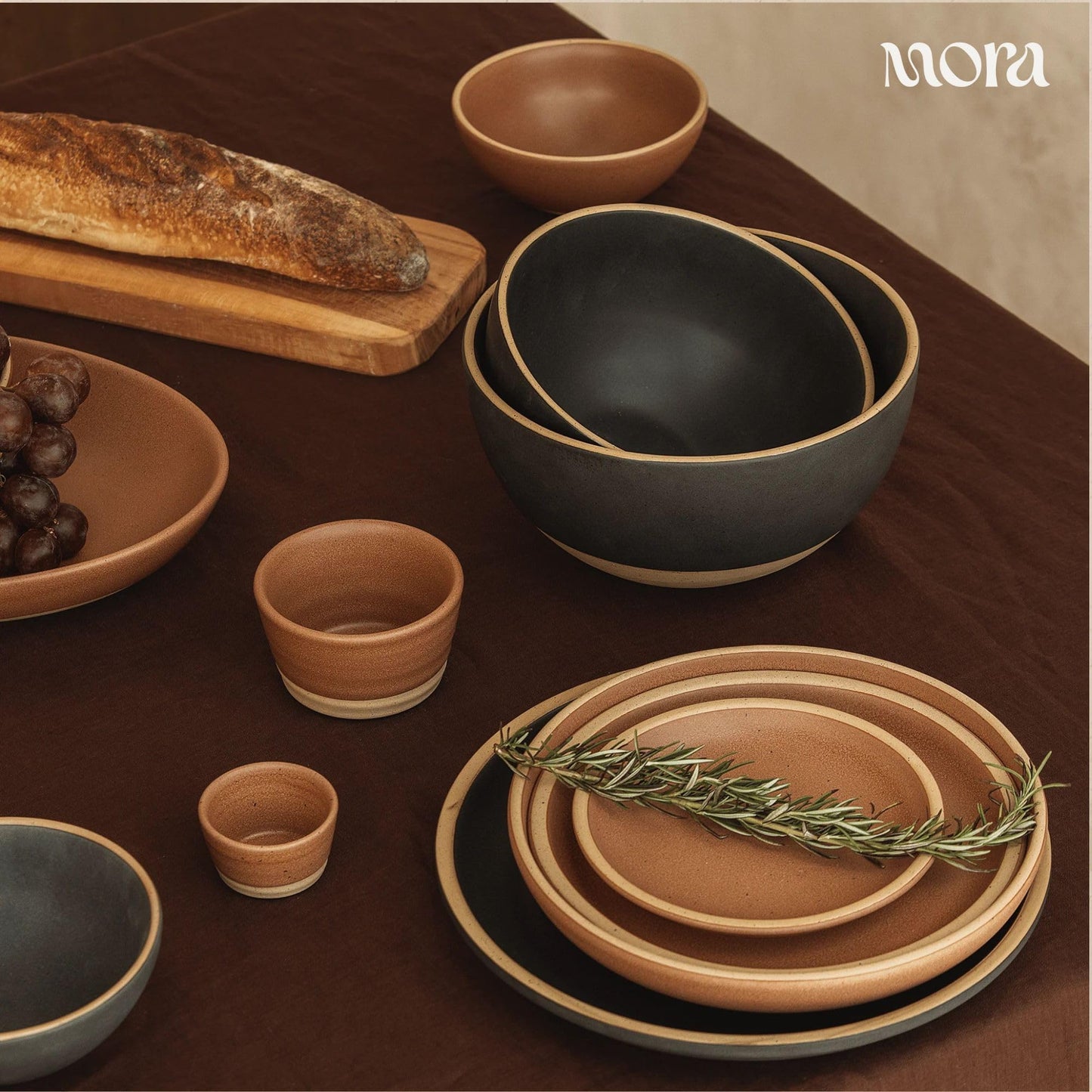 Mora Micro Ramekins Set of 4, 6oz Ceramic Pottery Baking Dishes - Microwave, Oven and Dishwasher Safe - Terracotta