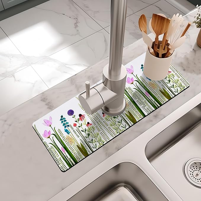 Kitchen Sink Splash Guard Faucet Mat -1 PC Super Absorbent Fast Drying Mat Sink
