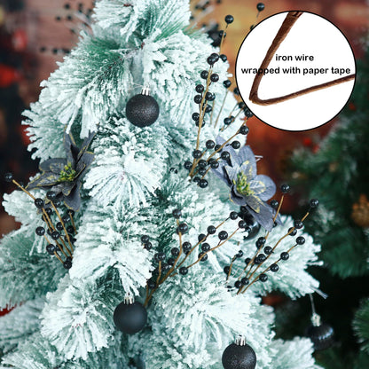 Trimgrace 12 Pack14 Black Holly Berry Stems Halloween Ornaments Artificial Berry Stems Fake Holly Berry Picks for Christmas Tree Halloween Vase DIY Wreath Crafts Home Decor