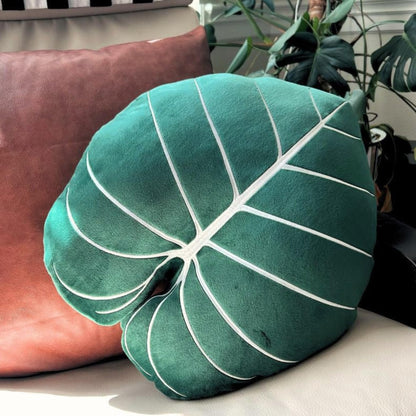 Green Philosophy Co. Monstera Leaf Pillow - Mossy Earth - Large Soft Plant-Shaped Plush Cushion for Couch, Bed, or Reading Nook - Cute & Unique Nature-Inspired Decor Super Soft & Cuddly Throw Pillow