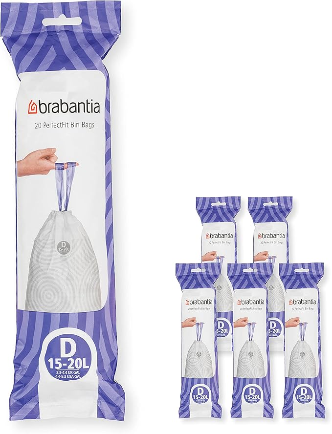Brabantia PerfectFit Trash Bags Thick Plastic Trash Can Liners