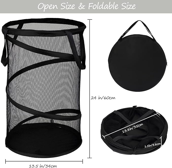 BATTOO Collapsible Laundry Basket Foldable Mesh Pop Up Hamper
