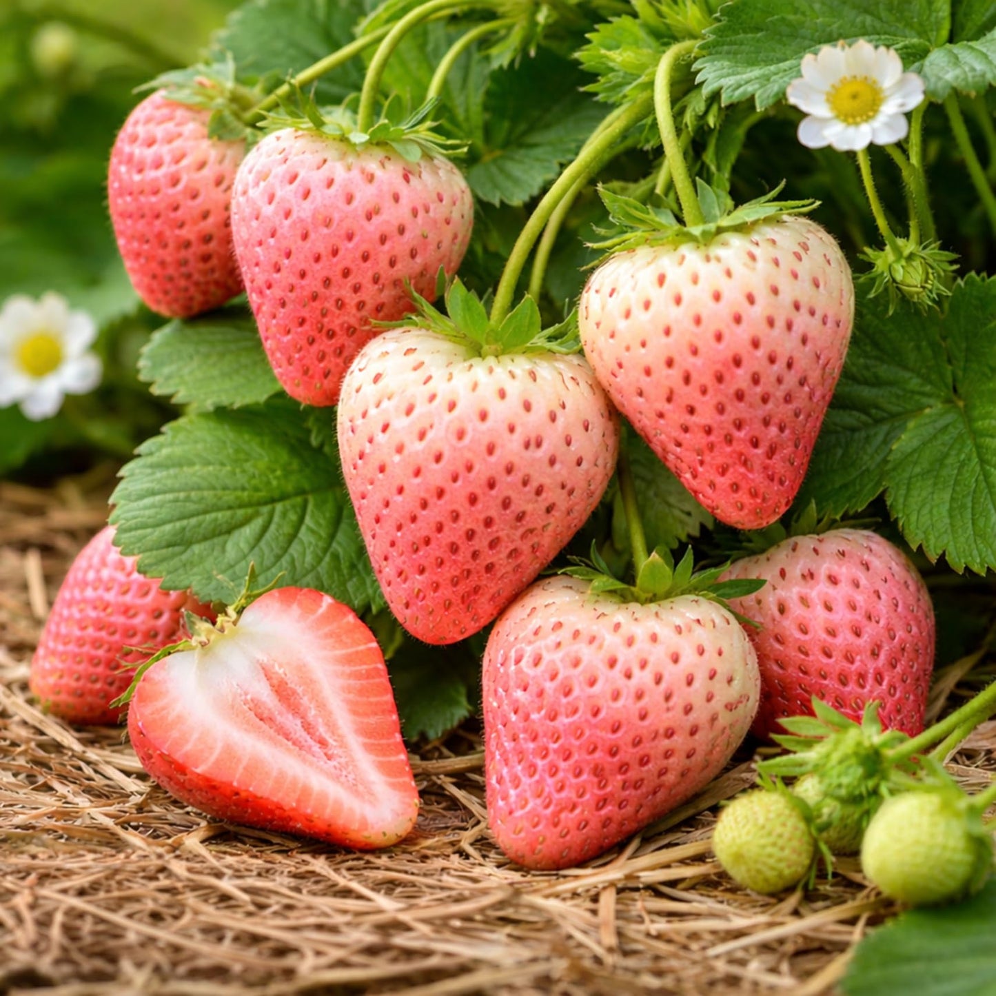 12 Flamingo Strawberry Plants for Growing – Pink Strawberry Variety – High Yield Everbearing Strawberry Runners – Unique Color, Easy to Grow Plants for Home Gardens (12 Live Plants)