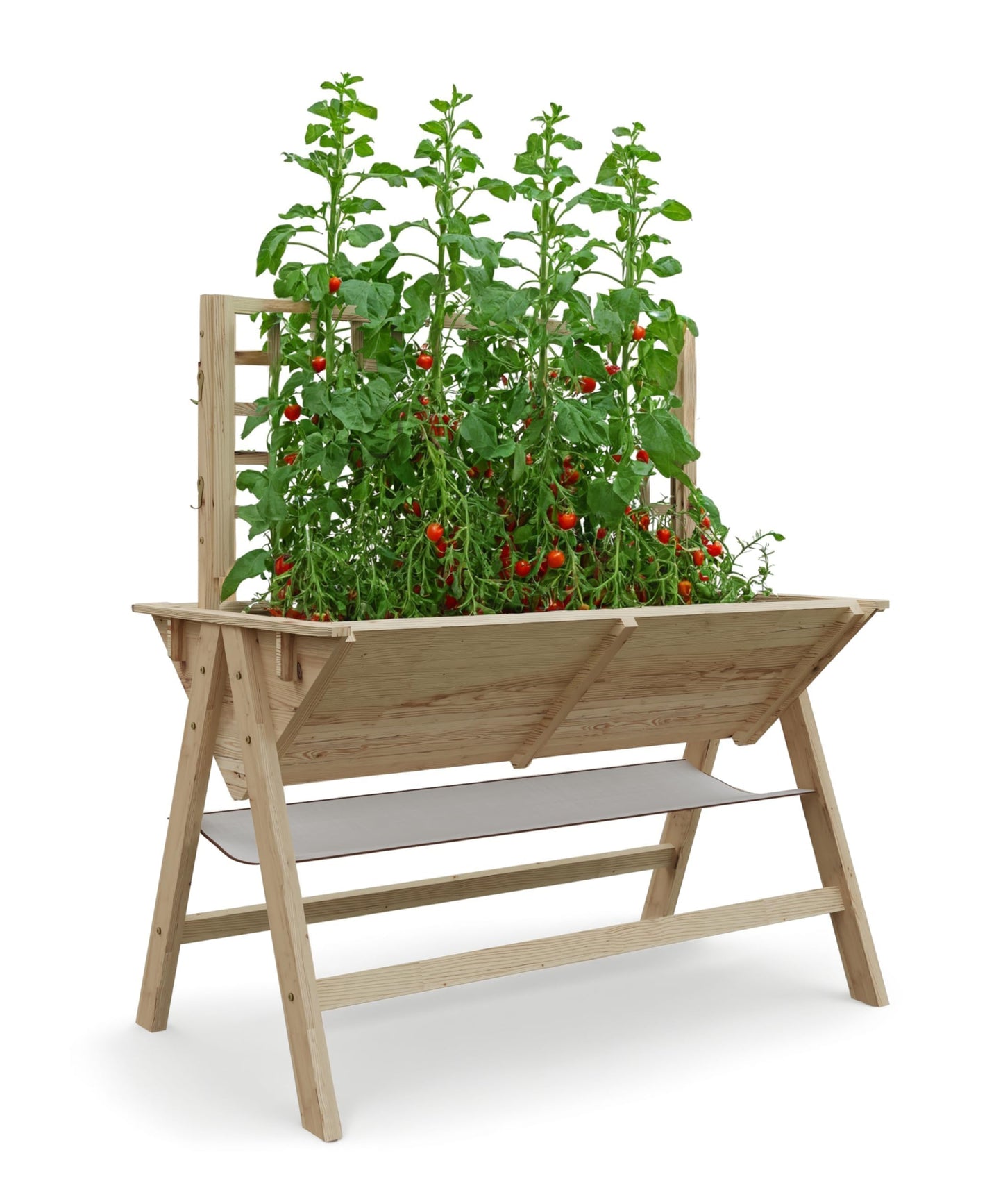 GarveeLife 52x30x54 Inch Tall Elevated Garden Bed with Legs, Standing Raised Planter Box with Climbing Trellis for Vegetables Flowers Herbs, Outdoor Wooden Standing Garden Bed-Natural
