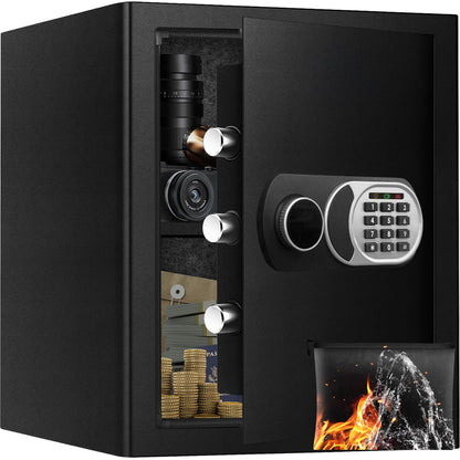 2.5 Cubic Feet Home Safe, Fireproof Waterproof Anti-Theft Safety Box, Digital Keypad Lock with Smart Alert System, Spare Keys for Money Documents Storage
