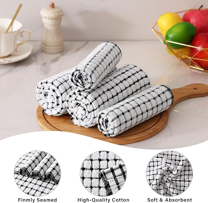 Homaxy Kitchen Towels and Dishcloths Set, 16 x 25 and 12 x 12 Inches, Super