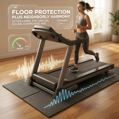 Wimwum Foldable Walking Pad Mat, High-Density PVC Treadmill Mat for Hardwood Floors & Carpet, 55" x 24" Space-Saving Exercise Equipment Mat for Under Desk Bike, Elliptical & Home Gym,Black
