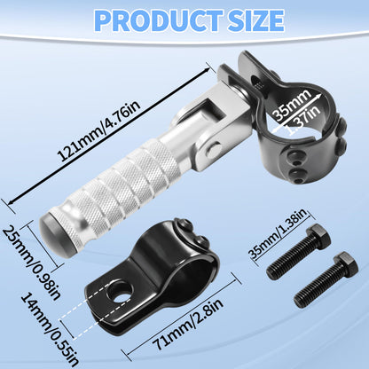 M8 Anti-Skid CNC Universal Motorcycle Foot Pegs Degree Foldable Footpegs Footrest,Upgrade Passenger Pedal For Mini Bike Dirt Pit Bike Electric Car Motorbike Honda Suzuki Yamaha Kawasaki (Silver)