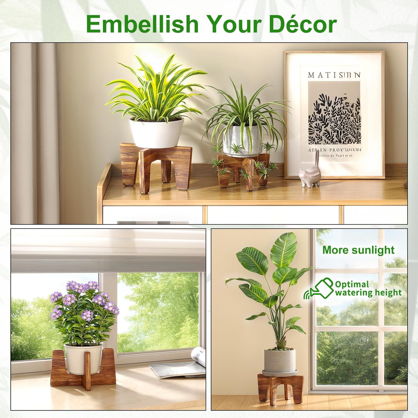 Plant Stand Indoor Outdoor, Plant Holder Sturdy Single Flower Pot Stand Planter Stand Stool Display Decorative for Desktop Counter Room (Brown 10")