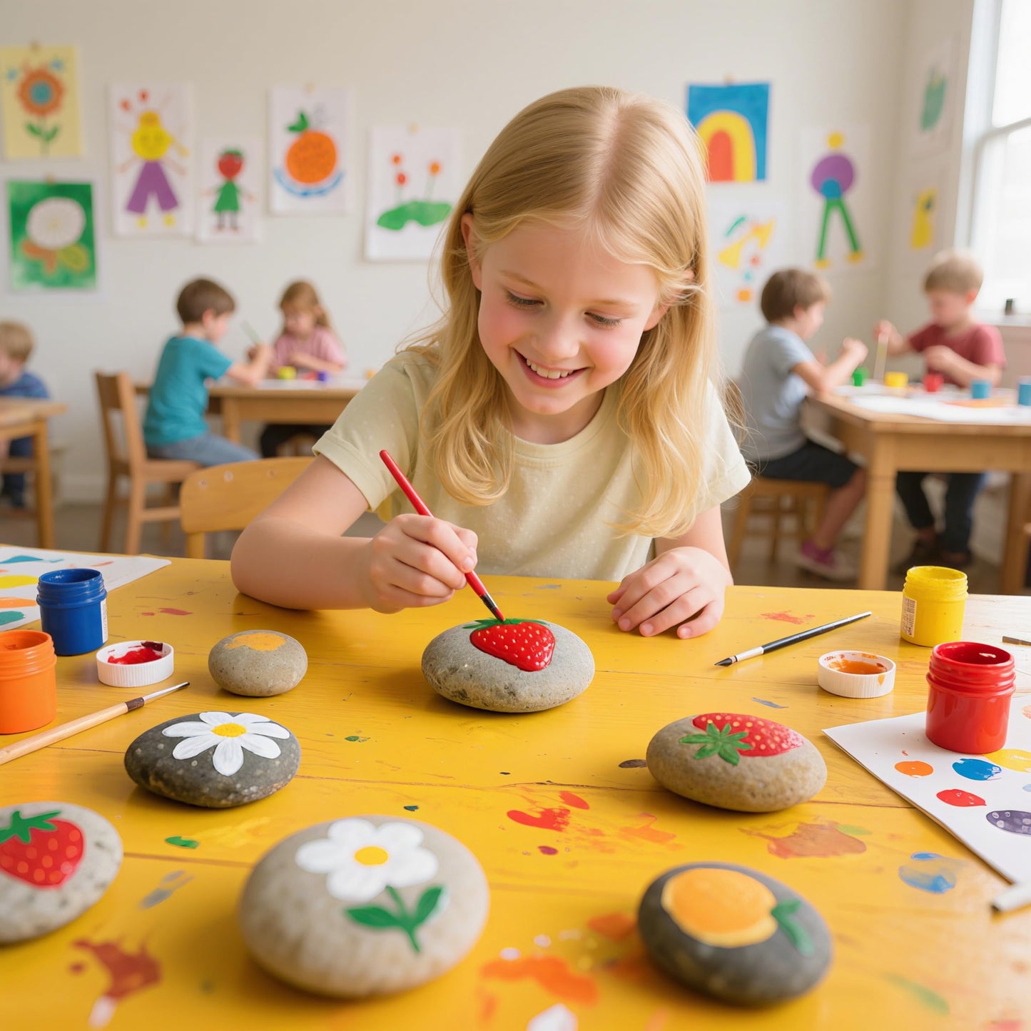 Simetufy 15pcs Rocks for Painting, 5pcs of Each 2-3in, 3-4in, 4-5in, Flat & Smooth River Rocks for Arts & DIY, Kindness Painting Stones for Kids, Garden Deco