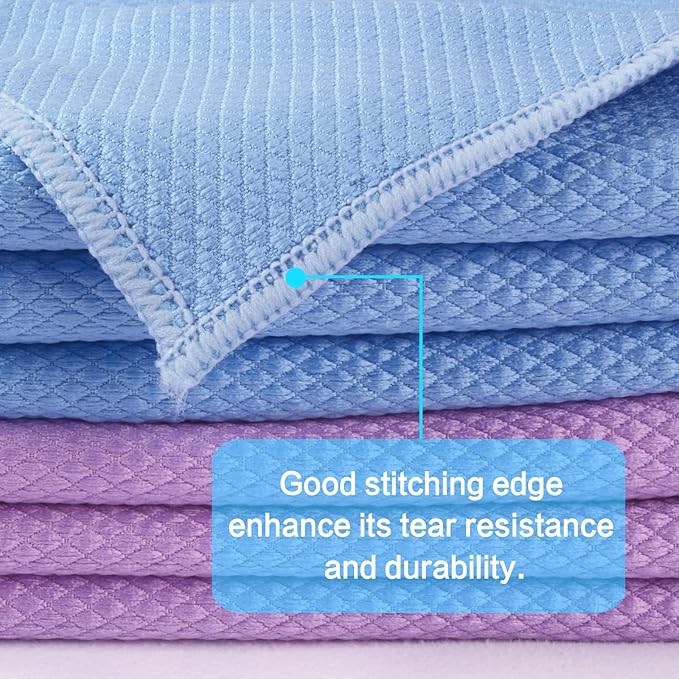 SINLAND Microfiber Glass Cleaning Cloth, Lint Free Cleaning Cloths