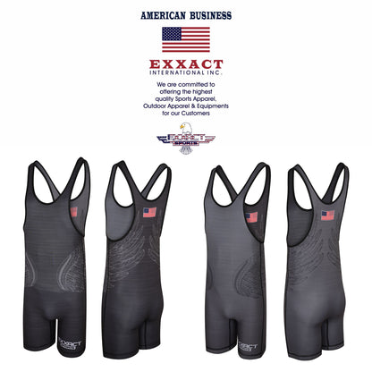 Exxact Sports Reversible Men's Wrestling Singlet, High-Performance Powerlifting Singlet, Wrestling Singlets for Men (Black/Gray, AS)
