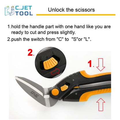 C.JET TOOL Carpet Scissors, Carpet Cutter, 250mm/10", Heavy Duty Multi-Purpose Shears, Soft Grip, Stainless Steel