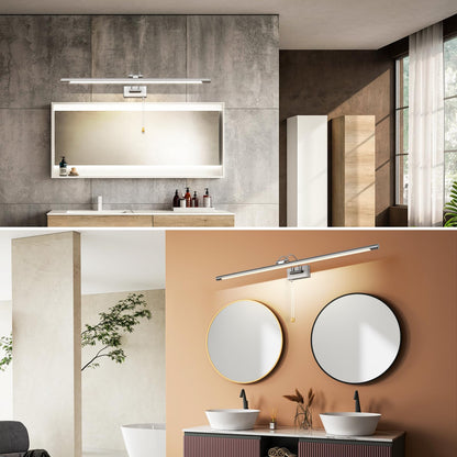 MantoLite 60CM LED Bathroom Wall Lights with Pull Cord Swivel Lamp Head Long Silver Wall Lights for Pictures,Frames&Art Painting IP44 Over Mirror Lamp for Shaving 12W