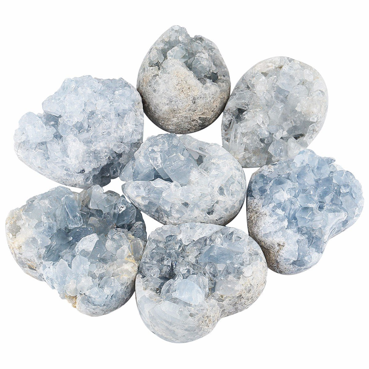 rockcloud Natural Raw Blue Celestite Mineral Healing Crystal Cluster Geode Irregular Home Decoration Gemstone Specimen Large