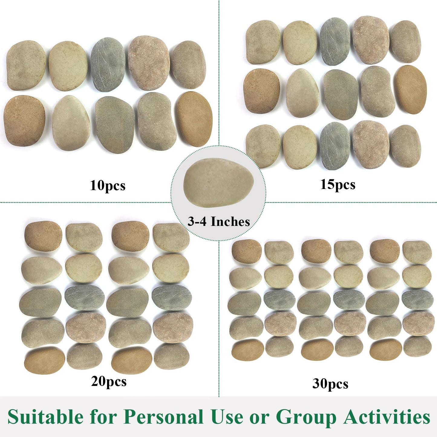 YISZM Large Rocks for Painting, 30PCS River Rocks for Painting, 3-4 Inches Flat Smooth Painting Stones for DIY Arts & Crafting