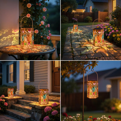 Singingarden Butterfly Solar Lights Outdoor - Solar Lanterns Outdoor Waterproof Decorative Metal Lantern for Garden, Patio, Pathway（1 Pack）
