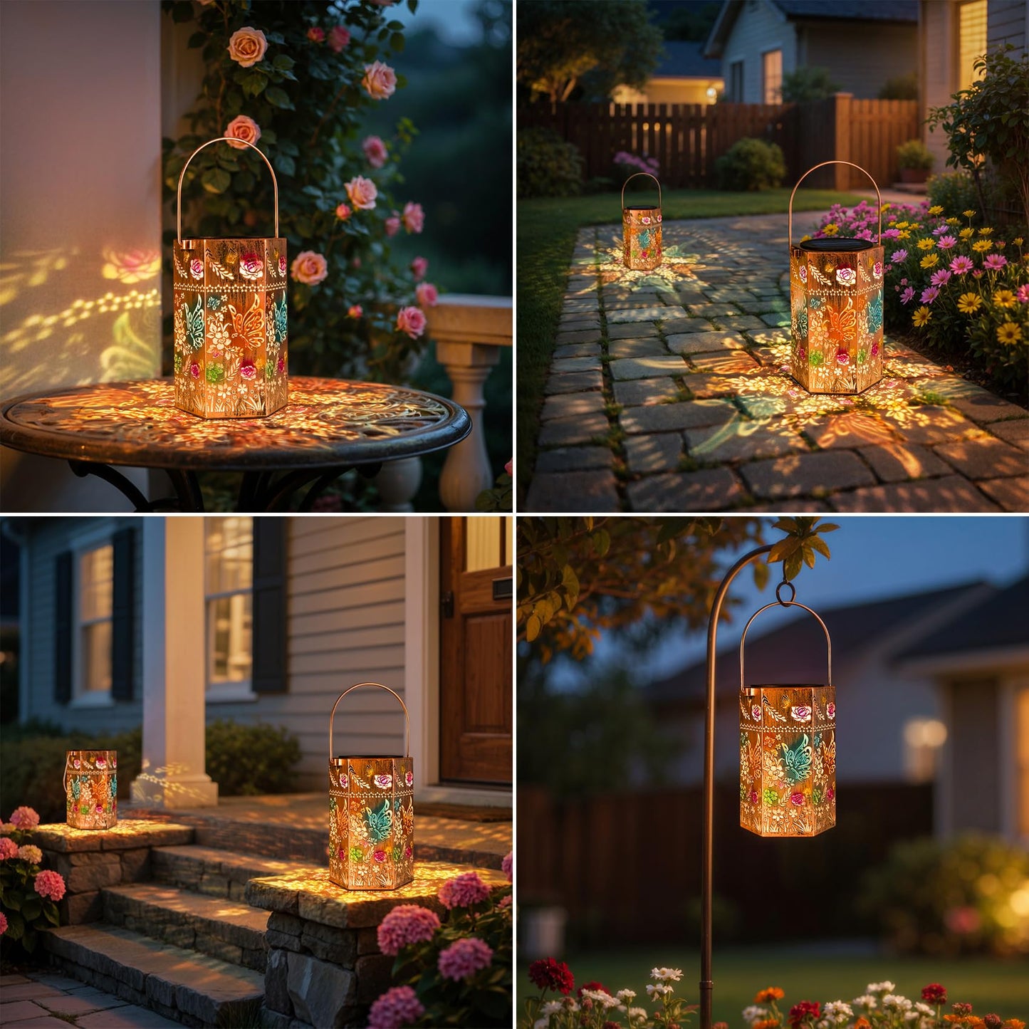 Singingarden Butterfly Solar Lights Outdoor - Solar Lanterns Outdoor Waterproof Decorative Metal Lantern for Garden, Patio, Pathway（1 Pack）