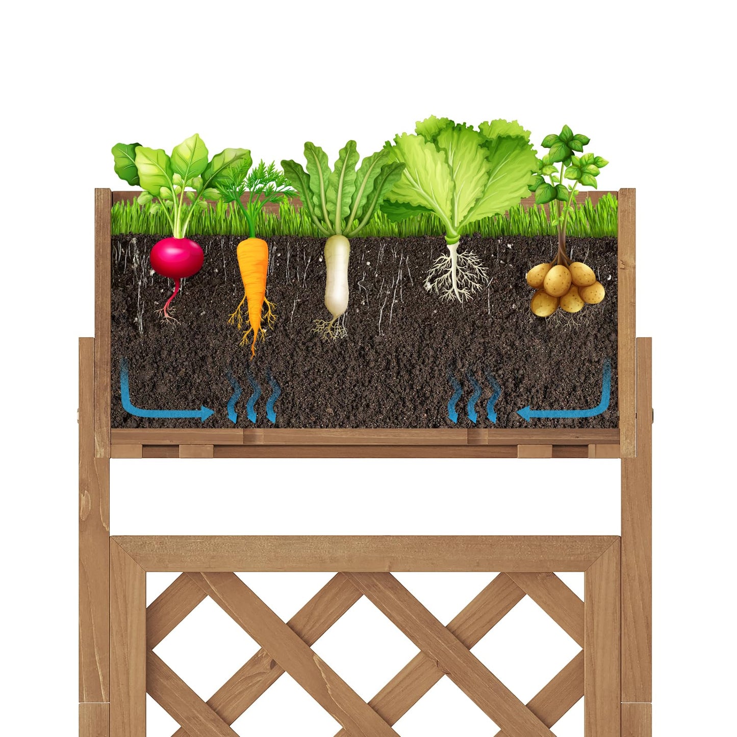Furshus Wooden Planters for Outdoor Plants, Fence Style Wood Planter Boxes, Backyard Decor, Flower Planters for Flowers Vegetables