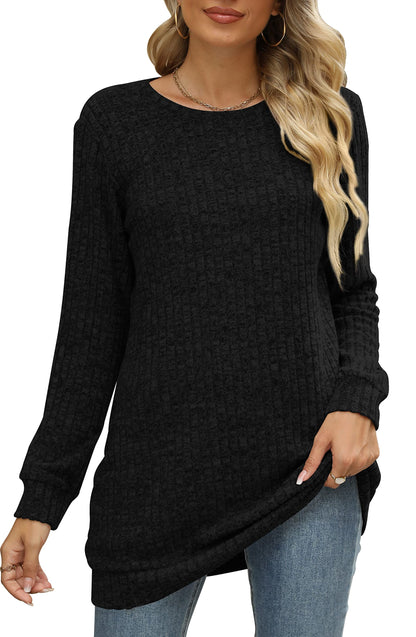 Sweaters for Women Long Sleeve Crewneck Sweatshirt Loose Casual Tunic Tops
