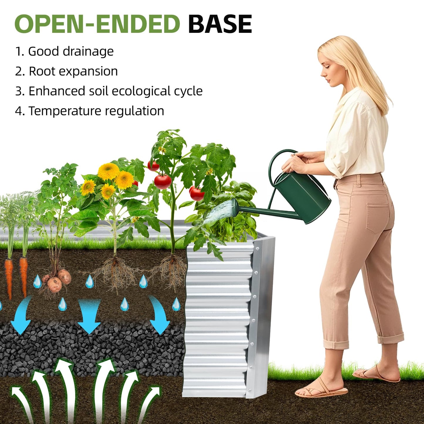 GoCampDirect 8x2x2ft Raised Garden Bed - Galvanized Deep Root Planter Boxes Outdoor with Wing Nuts and Safety Edges for Gardening Vegetables, Flowers, Herbs, Succulents - Silver