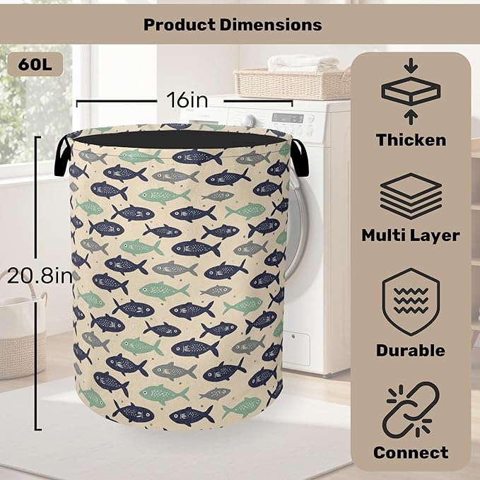 Cute Japanese-Style Fish Foldable Laundry Hamper