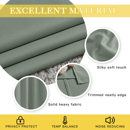 NICETOWN Sage Green Room Divider Curtains 84 inch Length, Grommet Thermal Insulated Blackout Patio Door Curtain Drape Sound Proof for Sliding Glass Door (1 Panel, W80 x L84)