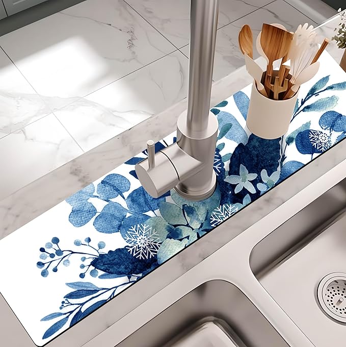 Kitchen Sink Splash Guard Faucet Mat -1 PC Super Absorbent Fast Drying Mat Sink