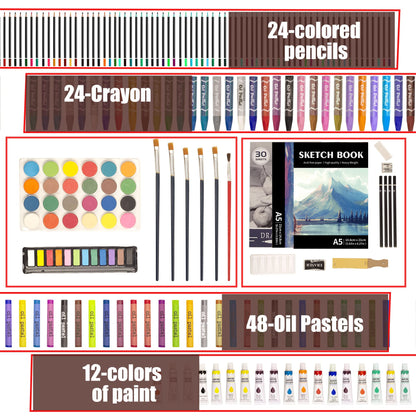 KINSPORY 168 PCS Art Set for Kids, Deluxe Coloring Drawing Art Supplies Case Gift for Teens Boys Girls 4 5 6 7 8 9 10 11 12