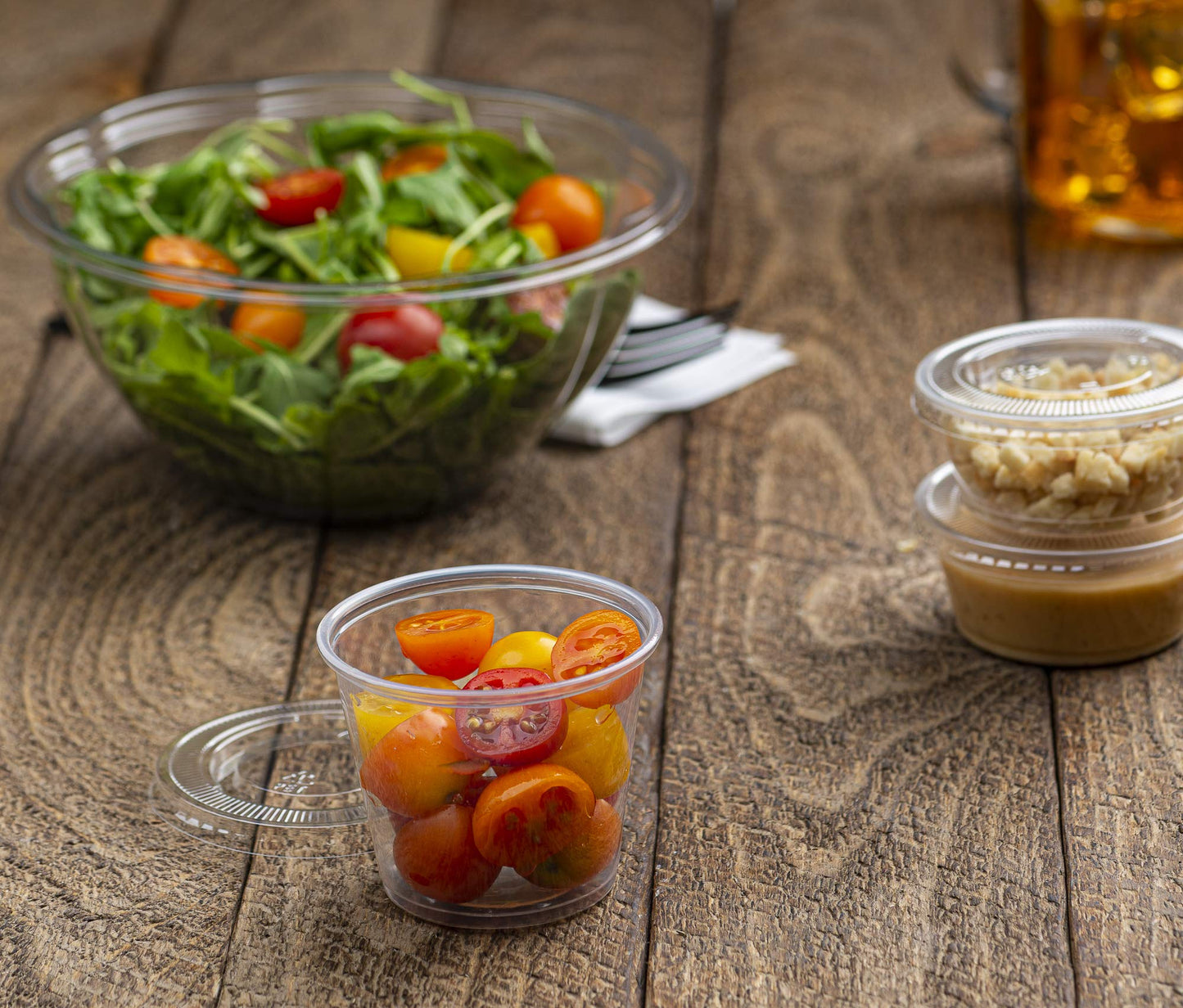 Plastimade Clear Disposable Plastic Portion Cups With Lids (100 Sets - 5.5 Oz) - Condiment, Sauce/Dip/Dressing, Souffle & Jello Shot Cups for Thanksgiving