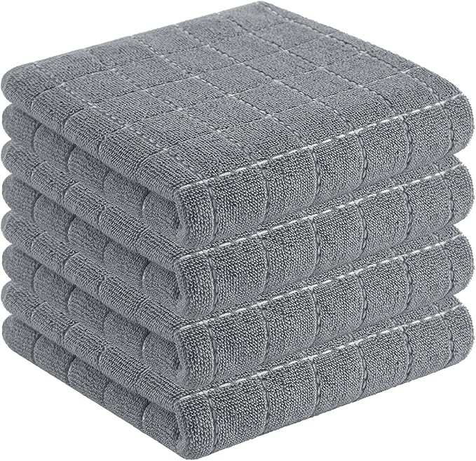 Homaxy 100% Cotton Terry Kitchen Towels, Checkered Designed, Soft and Super