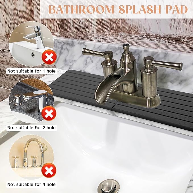 an Oval Hole Gray Faucet Mat for Kitchen Sink Bathroom 17.32" x 4.6" Kitchen