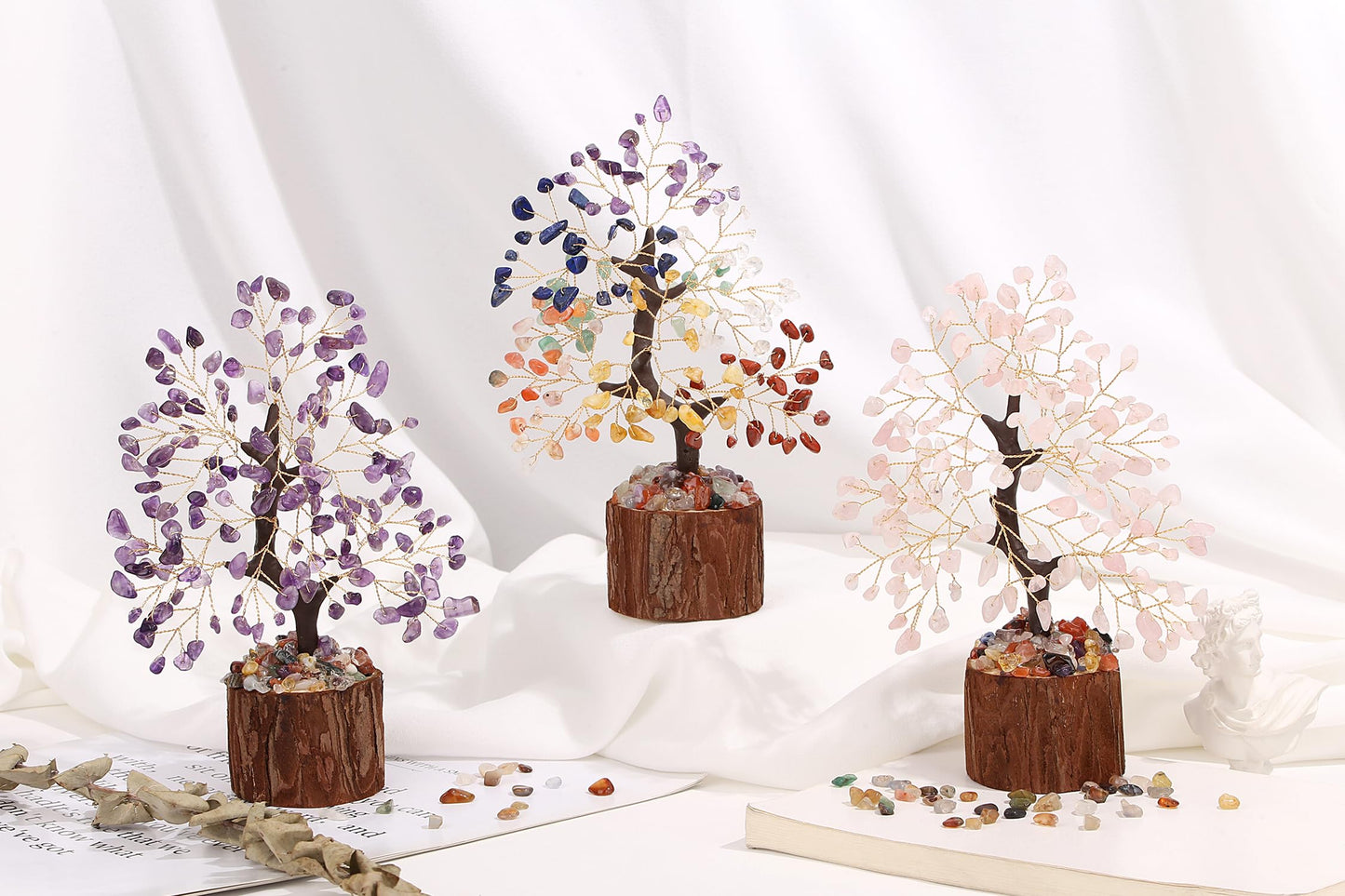 QINJIEJIE Amethyst Crystal Tree of Life Decor Healing Crystals Positive Energy Gemstones Money Tree Purple Decor Room Office Desk Accessories Spiritual Purple Gifts for Women