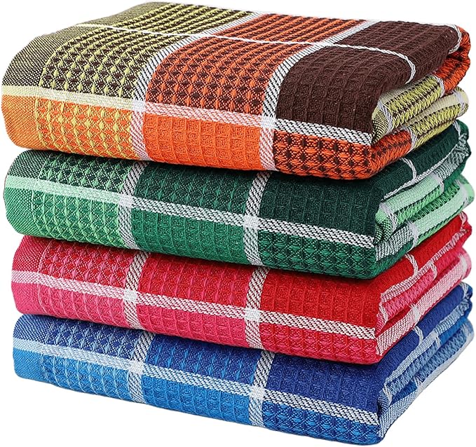 Bright Large Kitchen Towels, 16 Inch x 26 Inch Buffalo Check Dish Towels