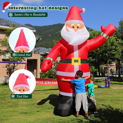 10FT Christmas Inflatables Santa Claus Outdoor Decoration, Giant Blow up Santa Claus with Built-in LED Lights, Classic Xmas Decor for Yard Garden Lawn Hall Plaza Mall Holiday Party, Inflates Quickly
