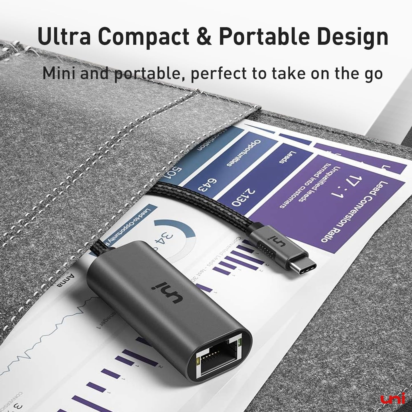 uni USB C to Ethernet Adapter, Driver Free 1Gbps Wired Network Adapter, Gigabit Thunderbolt LAN Adaptor in Aluminum, Compatible for iPhone 15 16, MacBook Pro, MacBook Air, iPad Pro/Air, Dell XPS
