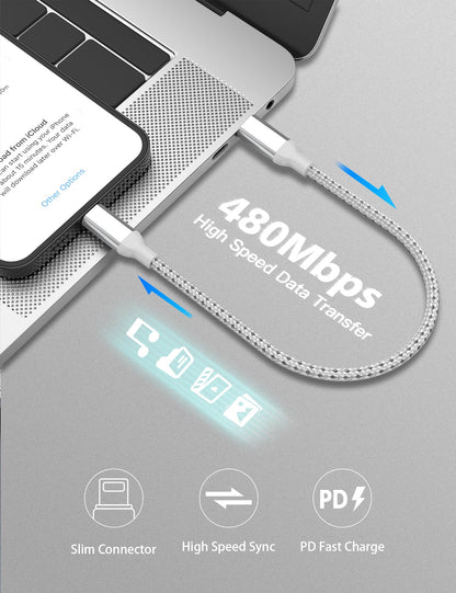 2Pack MFi Certified 3ft USB-C to Lightning Cable - Fast Charging for iPhone 14-8, iPad